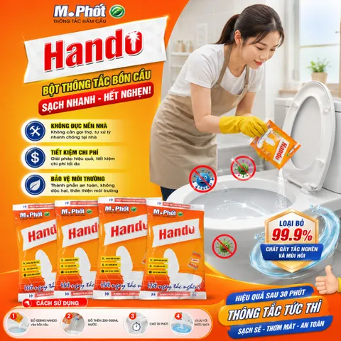 [HOT] Bộ 4 gói Thông tắc hầm cầu M. Phốt Hando 215g cao cấp