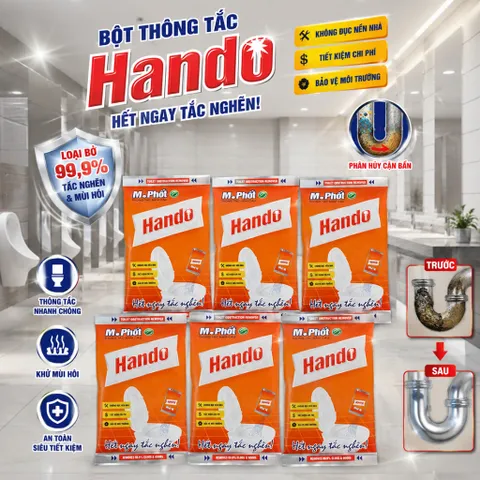 [HOT] Bô 6 gói bột thông tắc hầm cầu bể phốt 215g Hando