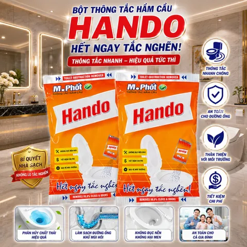 [HOT] Bô 6 gói bột thông tắc hầm cầu bể phốt 215g Hando