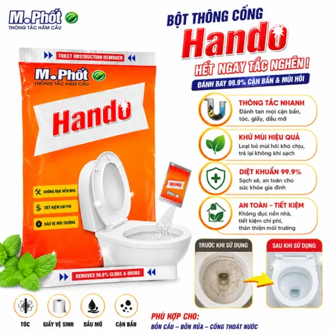 [HOT] Bô 6 gói bột thông tắc hầm cầu bể phốt 215g Hando
