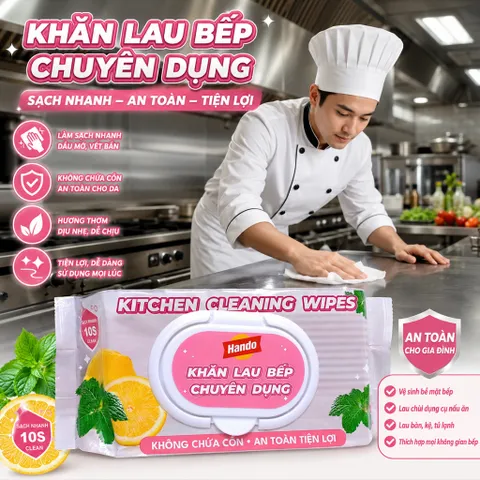 🧽 KHĂN LAU BẾP CHUYÊN DỤNG HANDO 68 TỜ – GIẢI PHÁP VỆ SINH NHANH GỌN CHO GIAN BẾP
