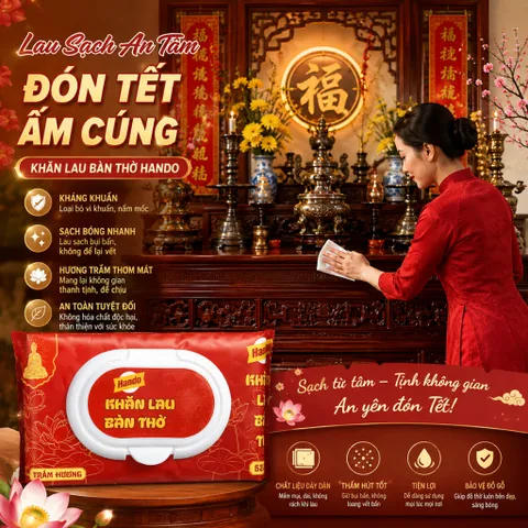 🧽 KHĂN LAU BẾP CHUYÊN DỤNG HANDO 68 TỜ – GIẢI PHÁP VỆ SINH NHANH GỌN CHO GIAN BẾP
