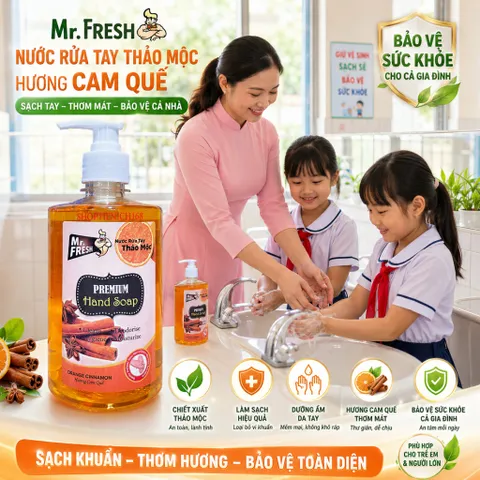 Nước rửa tay khử mùi Diệt khuẩn Mr.Fresh 500ml Hương Cam Quế