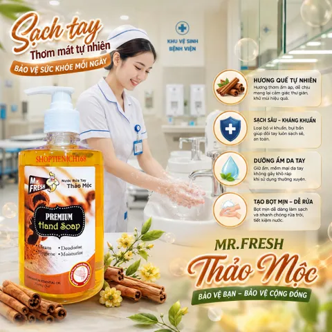 Nước rửa tay khử mùi Diệt khuẩn Mr.Fresh 500ml Hương Cam Quế