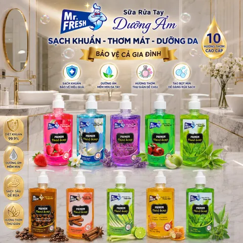 Nước rửa tay khử mùi Diệt khuẩn Mr.Fresh 500ml Hương Táo
