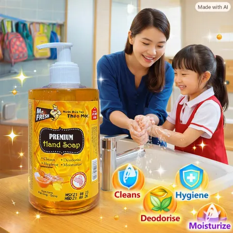 Nước rửa tay khử mùi Diệt khuẩn Mr.Fresh 500ml Hương Mật ong