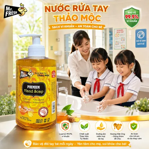 Nước rửa tay khử mùi Diệt khuẩn Mr.Fresh 500ml Hương Táo