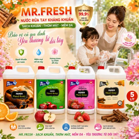 🧴 NƯỚC RỬA TAY MR.FRESH PREMIUM HAND SOAP 5L – HƯƠNG CAM QUẾ