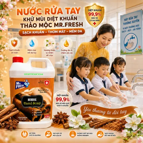 🧴 NƯỚC RỬA TAY MR.FRESH PREMIUM HAND SOAP 5L – HƯƠNG CAM QUẾ