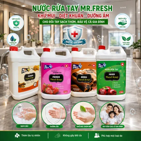 🧴 NƯỚC RỬA TAY MR.FRESH PREMIUM HAND SOAP 5L – HƯƠNG CAM QUẾ