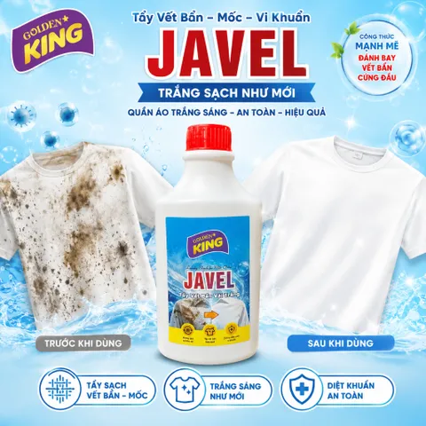 🧴 NƯỚC TẨY QUẦN ÁO JAVEL GOLDEN KING 500ML – GIẢI PHÁP LÀM SẠCH VẾT BẨN, MỐC VÀ KHỬ MÙI HIỆU QUẢ