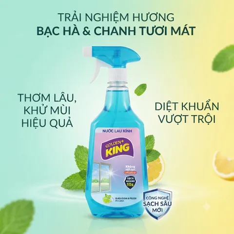 🪟 NƯỚC LAU KÍNH GOLDEN KING HƯƠNG TOKYO LAVENDER – KÍNH SÁNG BÓNG, KHÔNG VẾT SỌC ✨