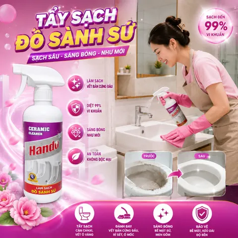 🧴 TÊN SẢN PHẨM: NƯỚC TẨY SẠCH ĐỒ SÀNH SỨ HANDO 500ML – CERAMIC CLEANER