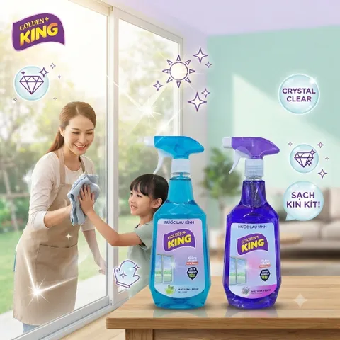 🪟 NƯỚC LAU KÍNH GOLDEN KING HƯƠNG BẠC HÀ CHANH – KÍNH SÁNG BÓNG, KHÔNG VẾT SỌC ✨