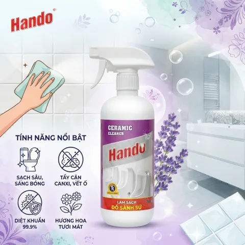 🧴 TÊN SẢN PHẨM: NƯỚC TẨY SẠCH ĐỒ SÀNH SỨ HANDO 500ML – CERAMIC CLEANER