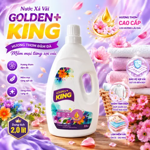 🌟 NƯỚC XẢ VẢI GOLDEN KING 2L SẢNG KHOÁI THƠM MÁT – BÍ QUYẾT CHO QUẦN ÁO MỀM MẠI, THƠM NGÁT HƯƠNG
