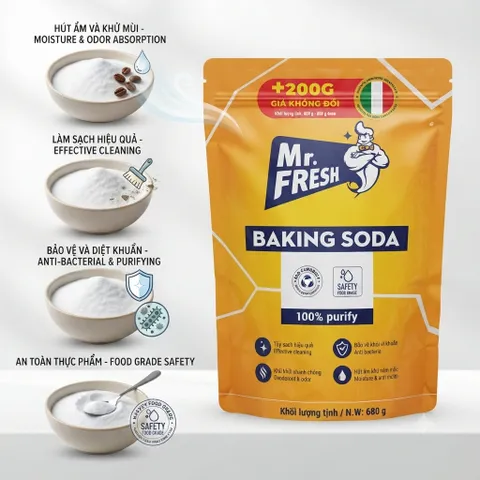 Bột Baking Soda Mr. Fresh Tẩy Rửa, Khử Mùi, Chống Ẩm Mốc 100% Nguyên Chất