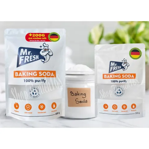Bột Baking Soda Đa Năng Mr. Fresh 320g FREE - Bột đa năng Tẩy rửa, Khử mùi, Chống ẩm mốc, Vệ sinh gia đình