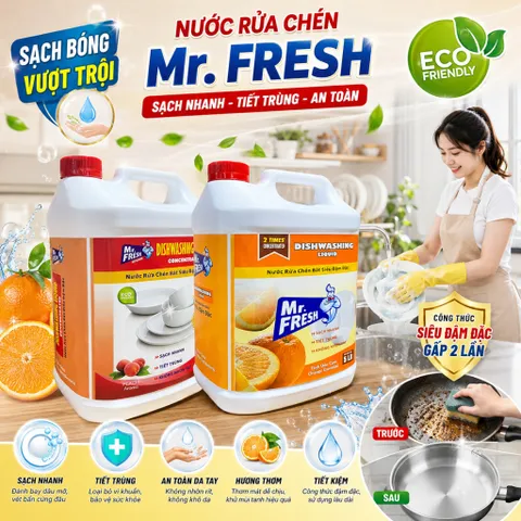 [SẠCH BÓNG KIN KÍT] Nước rửa chén,bát siêu đậm đặc Mr.Fresh 5L Hương Cam,Đào 810909