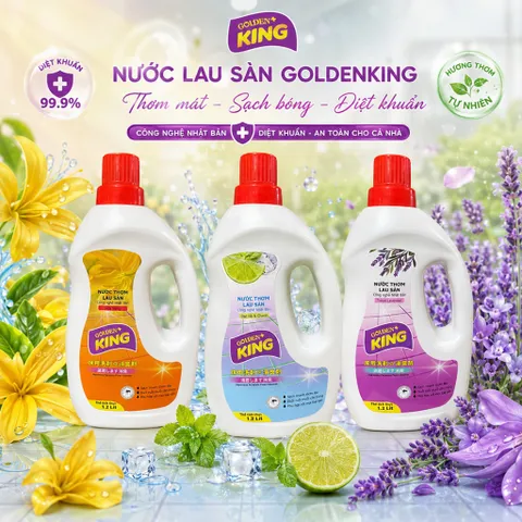 🌟 Nước Lau Sàn Golden King 1.2L Hương Bạc Hà Chanh Công Nghệ Nhật Bản Thơm Lâu & Diệt Khuẩn Hiệu Quả