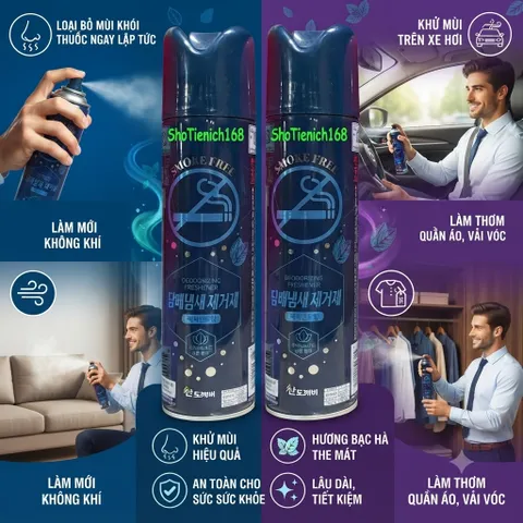 [HOT] Bộ 2Nước hoa xịt phòng Sandokkaebi Khử Mùi Thuốc Lá 370ML Hương Bạc Hà TI773