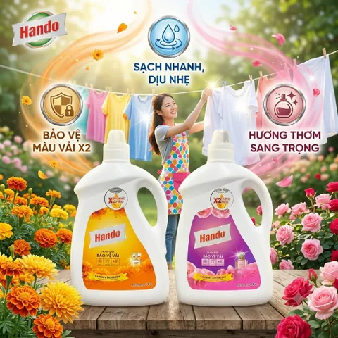 🌸 NƯỚC GIẶT HANDO BẢO VỆ VẢI HƯƠNG HAMONY – HƯƠNG THƠM BỀN LÂU 🌸