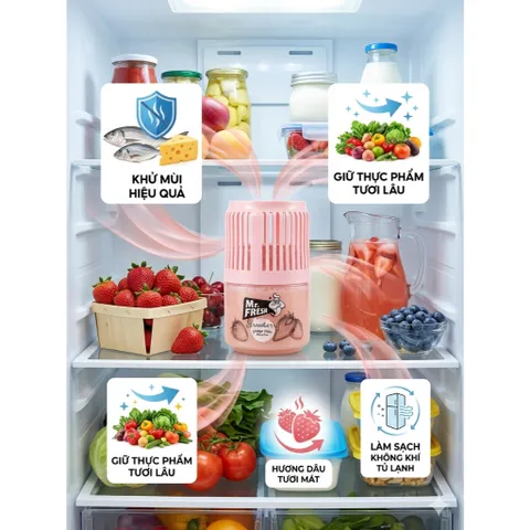 SÁP KHỬ MÙI TỦ LẠNH MR. FRESH HƯƠNG DÂU – GIẢI PHÁP ĐÁNH BAY MÙI HÔI, GIỮ TRỌN VỊ TƯƠI NGON