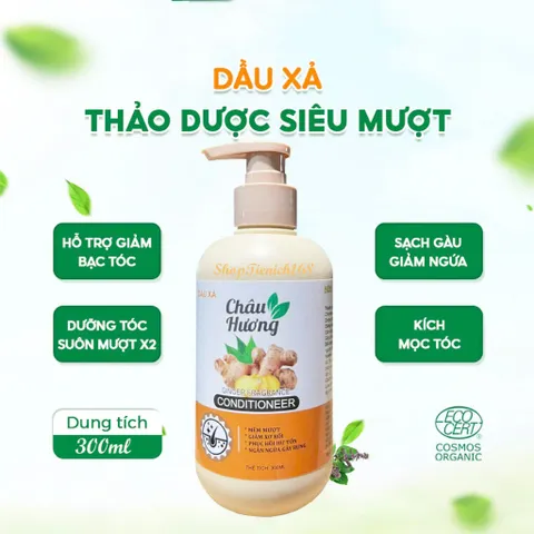 Dầu Xả Hương Gừng Châu Hương 300ml -Làm Sạch,Phục Hồi Hư Tổn,Ngừa gãy rụng,Dưỡng tóc và Da Đầu