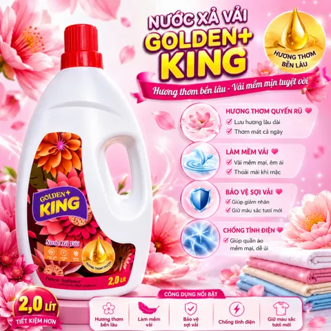 ✨ NƯỚC XẢ VẢI GOLDEN KING 2L – MỀM MẠI, THƠM LÂU, CHUẨN CHẤT LƯỢNG ✨