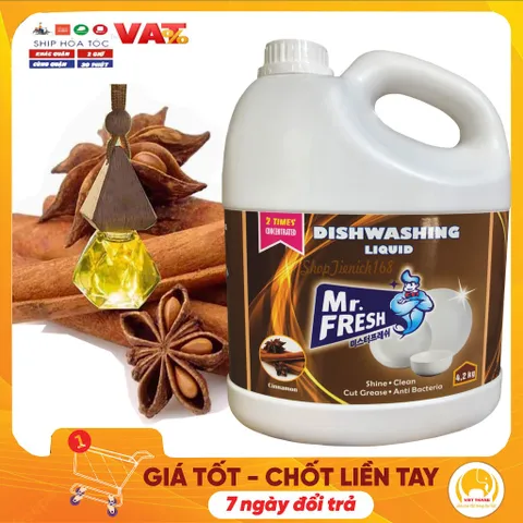 Nước rửa chén bát Mr.Fresh 4.2 kg Hương Quế diệt khuẩn mềm mại da tay