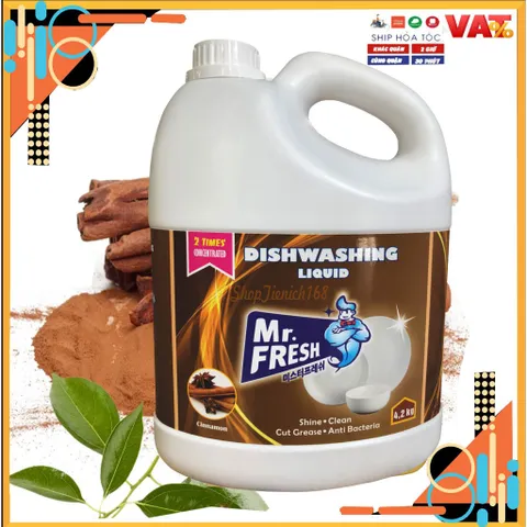 Nước rửa chén bát Mr.Fresh 4.2 kg Hương Quế diệt khuẩn mềm mại da tay