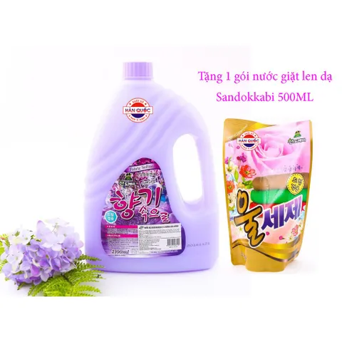 [HOT] [Nhập HC1712 giảm 10%]Combo Nước xả làm mêm vải 2100ml Tím và nước giặt len dạ 500ml Sandokkaebi 811068