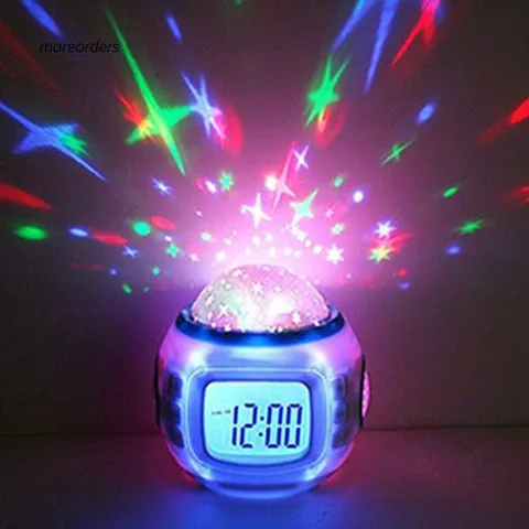 Đồng hồ điện tử có máy chiếu đèn LED hình bầu trời sao đẹp mắt kèm phát nhạc độc đáo dành cho phòng trẻ 811083