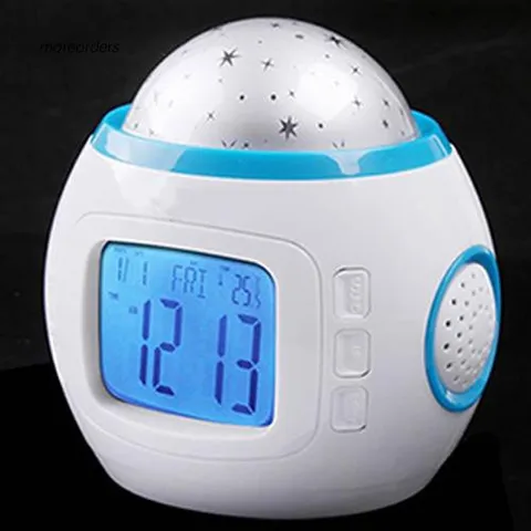 Đồng hồ điện tử có máy chiếu đèn LED hình bầu trời sao đẹp mắt kèm phát nhạc độc đáo dành cho phòng trẻ 811083