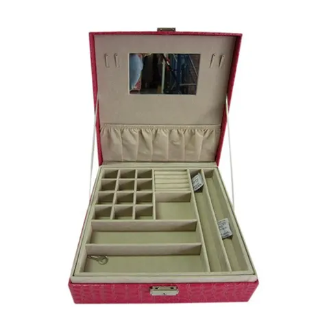 [HOT] Hộp đựng đồ trang sức da dập vân cá sấu vuông lớn Tienich168 TI124 (Hồng) 811110