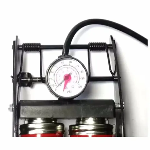 [HOT] Bộ 1 bơm hơi đạp chân kép ô tô xe máy và 1 đồng hồ đo áp suất lốp xe cơ