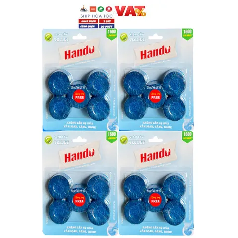 [HOT Mua 4 vỉ tặng thêm 4 viên] Bộ 4 vỉ 16 +4viên tẩy làm thơm bồn cầu Hando thế hệ mơi 1600 lần/ Vỉ sử dụng 811280