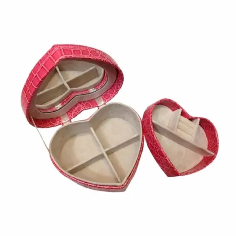 [HOT] Hộp đựng đồ trang sức hình trái tim bọc da (Hồng) 811285
