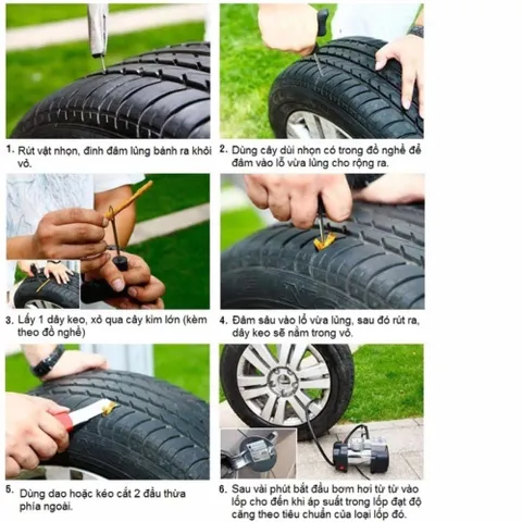 [HOT] Bộ Tự Vá Lốp Không Săm Cao Cấp Cho Ô Tô Xe Máy TI692