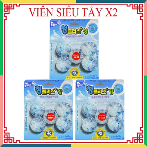 [HOT] Bộ 4 vỉ 16+4 viên tẩy siêu sạch X2 Mr Fresh thế hệ Mới Gâpps đôi khả năng tẩy rửa Giá Không Đổi