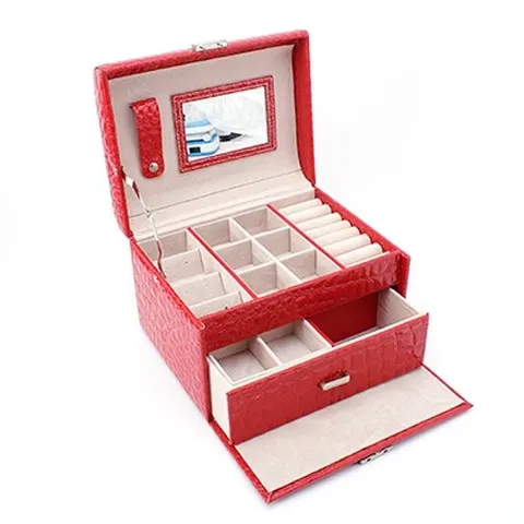 [HOT] Hộp đựng đồ trang sức da cá sấu vuông Tienich168 TI123(Đỏ) 811390