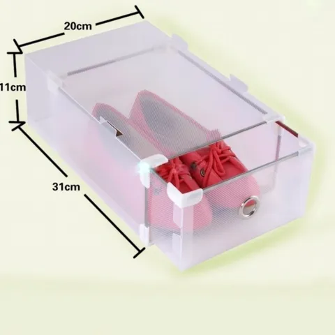 [HOT] Bộ 2 hộp đựng giày trong suốt viền kim loại (Tím)