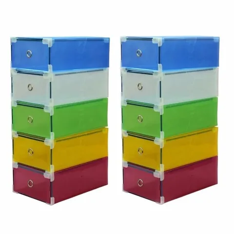 [HOT] Bộ 5 Hộp Đựng Giày Trong Suốt Có Ngăn Kéo Viền Kim Loại  TI863 ( Mầu Vàng) 811513