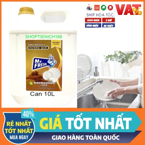 [ĐÁNH TAN MỌI VẾT DẦU MỠ CỨNG ĐẦU] Nước rửa bát siêu đậm đặc an toàn Mr Fresh 10L Không Hương