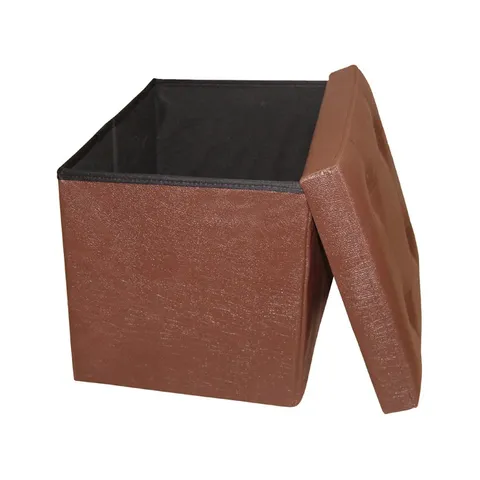 [HOT] Ghế hộp da vuông cao cấp đen / nâu (38x38x38cm) tienich168