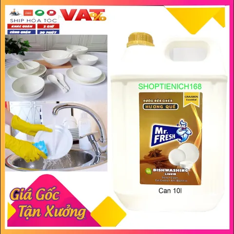 Nước rửa Chén bát đậm đặc an toàn với mọi làn da Mr Fresh 20L Hương Quế ( Giao 2 can 10 L)