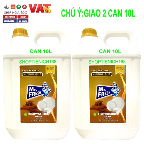 Nước rửa chén bát  đậm đặc an toàn Mr Fresh 20L Nhiều hương ( Giao 2 can 10L)