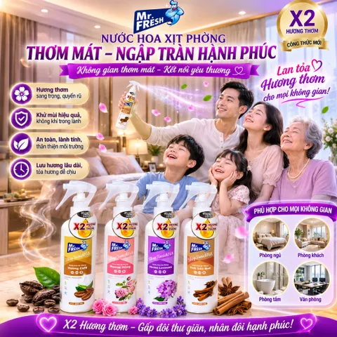 🌸 NƯỚC HOA XỊT PHÒNG MR.FRESH 200ML HƯƠNG HỒNG– THƠM MÁT, TIỆN DỤNG, DỄ SỬ DỤNG