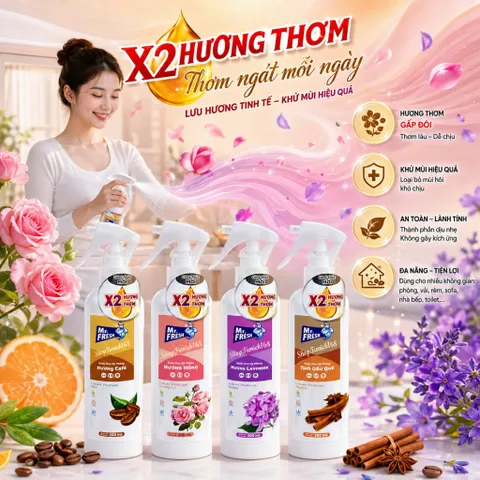 🌸BỘ 3 CHAI NƯỚC HOA XỊT PHÒNG MR.FRESH 200ML – THƠM MÁT, TIỆN DỤNG, DỄ SỬ DỤNG
