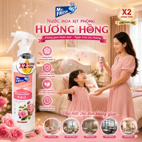 🌸BỘ 3 CHAI NƯỚC HOA XỊT PHÒNG MR.FRESH 200ML – THƠM MÁT, TIỆN DỤNG, DỄ SỬ DỤNG